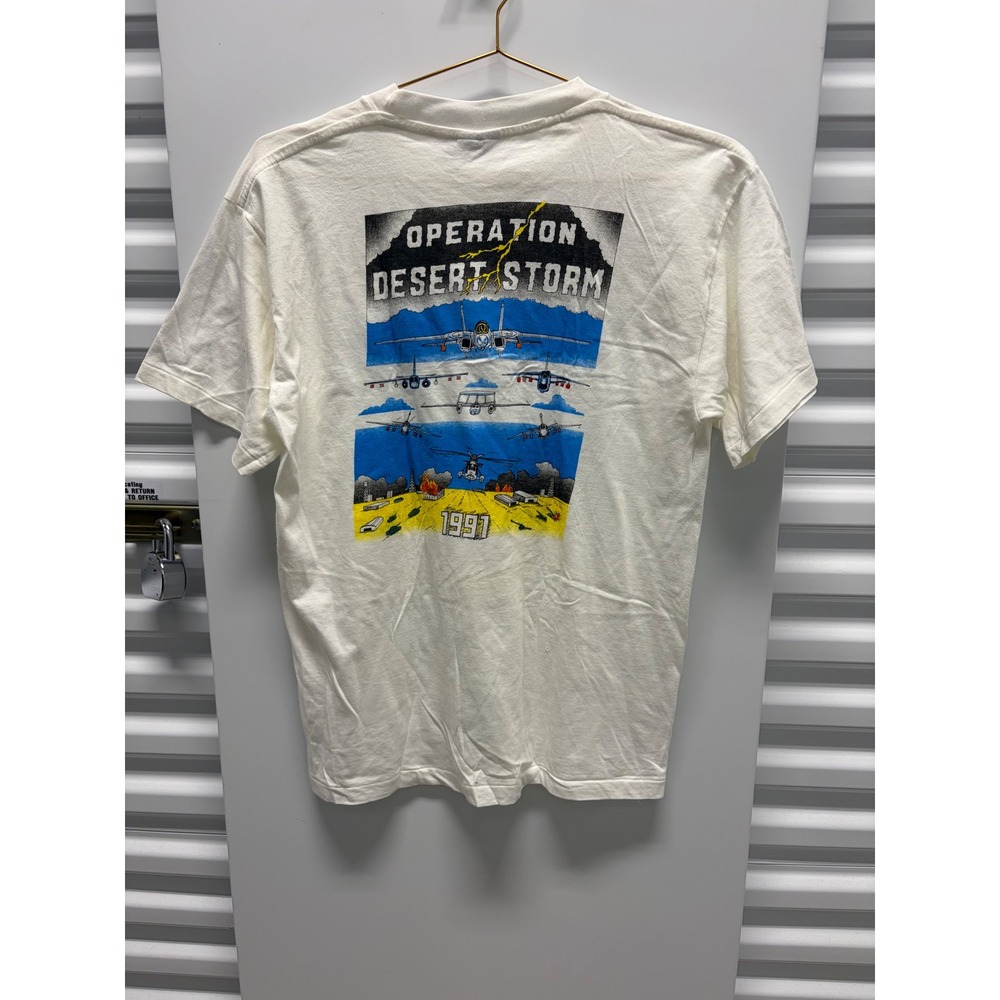 1991 Vintage Andy Did It Operation Desert Storm T-Shirt Mens XL White‎ Good